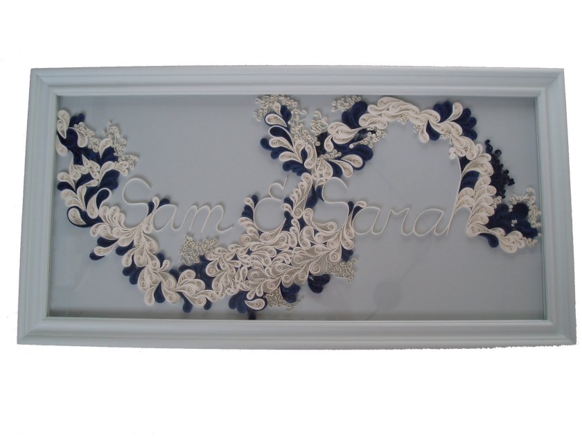 100 cm x 50 cm glazed work in two tone quilled paper