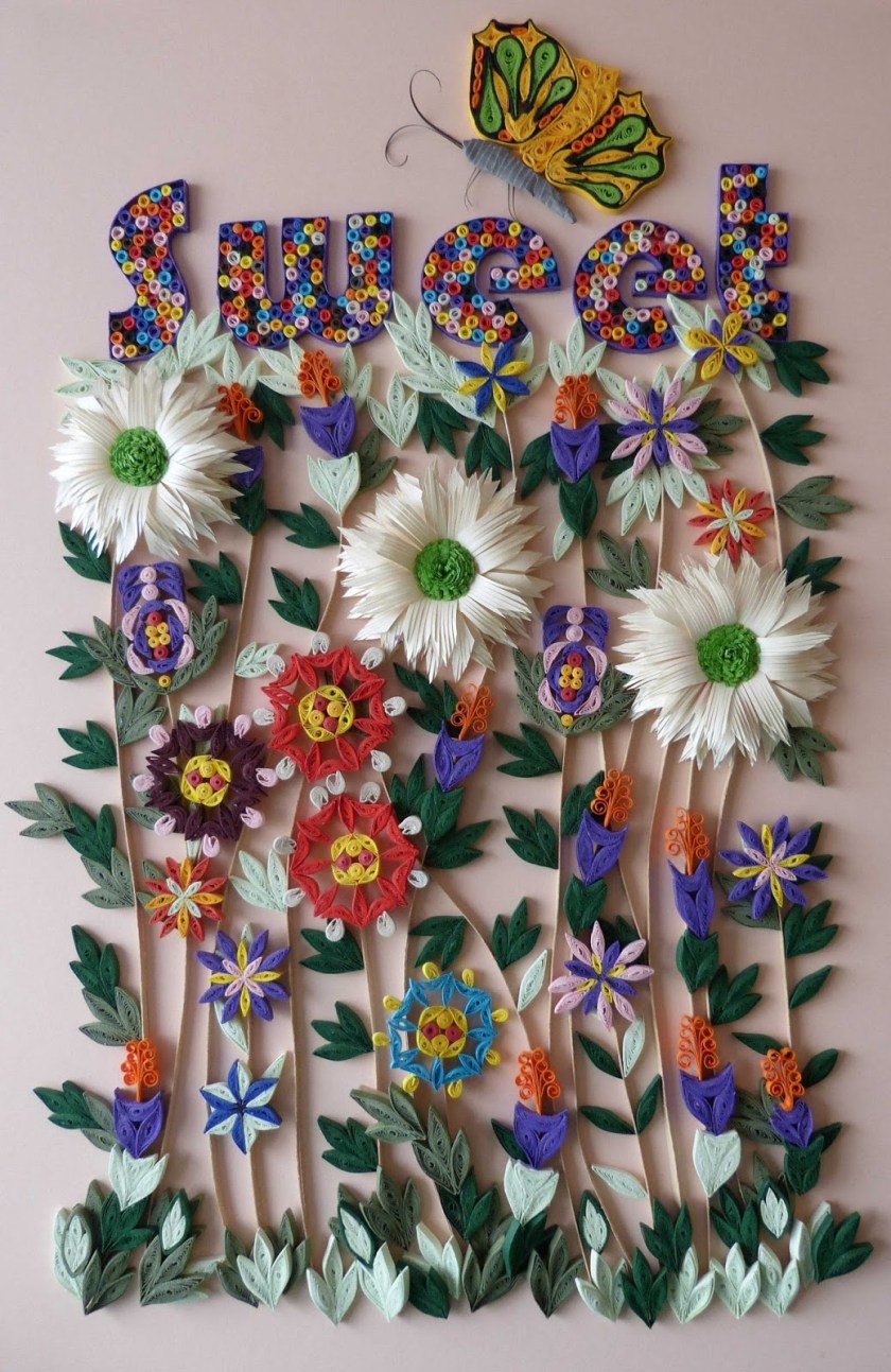 Glazed work with multiple 'folly flowers' to decorate a girl's room